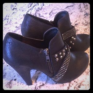 Not Rated heeled gem black booties